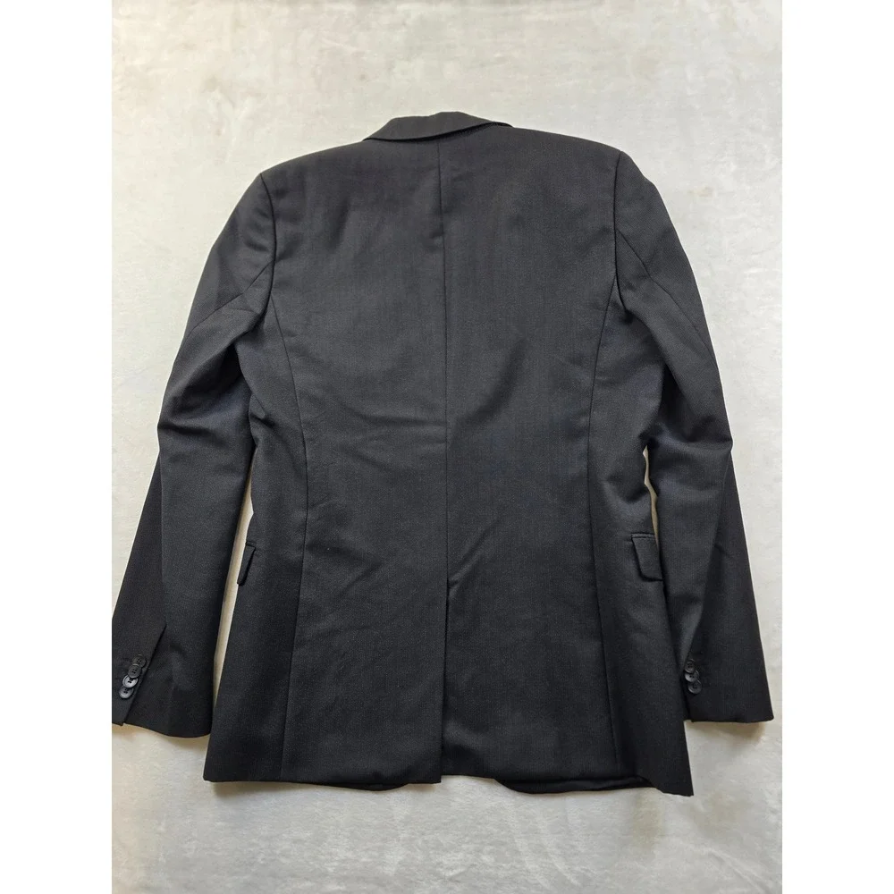 Hugo Boss Blazer Mens 40L 40 Charcoal Gray Textured Stripe Sport Coat‎